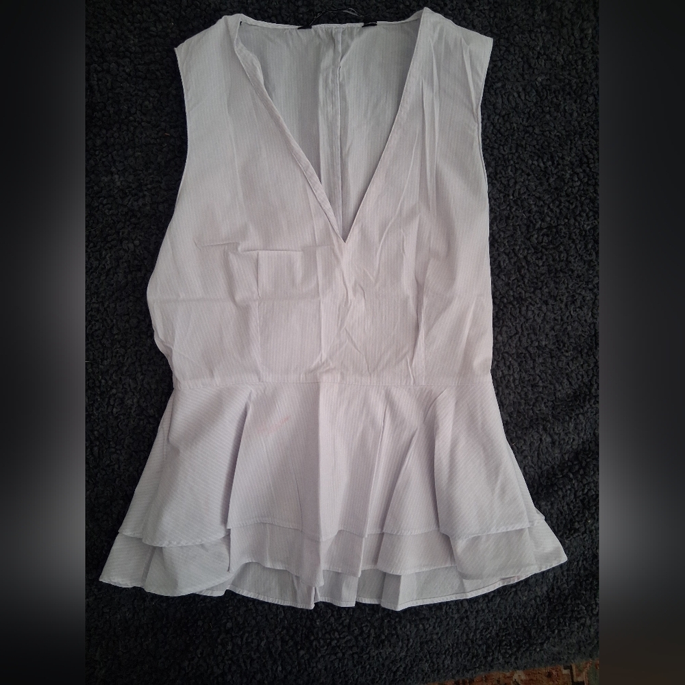 Zara White Sleeveless Peplum Top